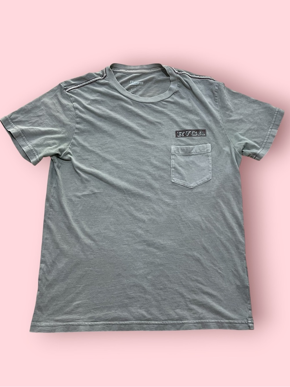 RVCA Men’s Pigment Dye Slim Fits Pocket Tee (Gray)